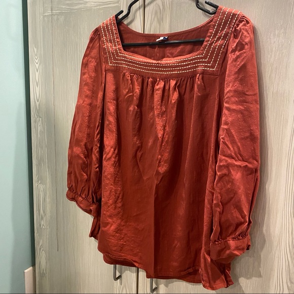 Women’s Old Navy Peasant Blouse Rust Color  Size Large - Picture 1 of 4